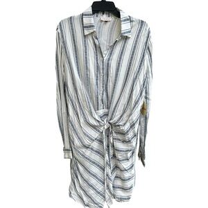 Althyea Striped Wrap Shirt Dress Size Medium NWT